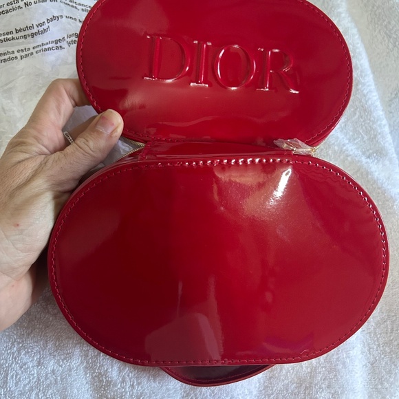 NIP Dior LIMITED EDITION Red Shiny Pouch with handle - Picture 1 of 10
